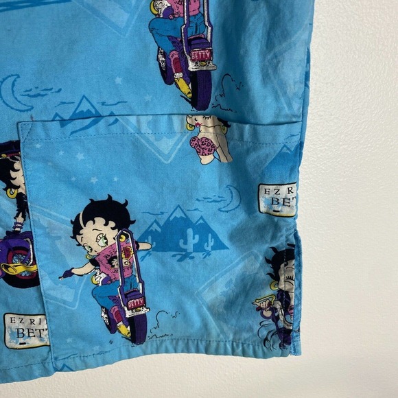 Betty Boop Scrub Top Medical Uniform Blue V-neck Small - Picture 2 of 8